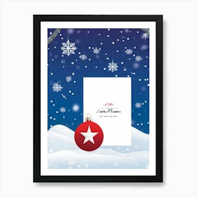 Abstract Winter Themed Illustration Featuring A Small White Ornament Framed By Satin Snowflakes On (7) Art Print