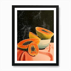 Art Deco Papaya Still Life 2 Art Print