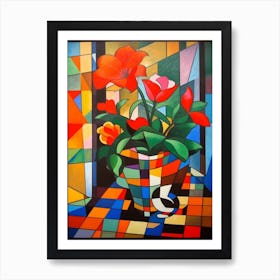 Anthurium With A Cat 4 Cubism Picasso Style Art Print