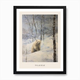 Vintage Winter Animal Painting Poster Polar Bear 2 Art Print