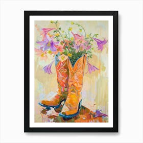 Cowboy Boots And Wildflowers Columbine 2 Art Print