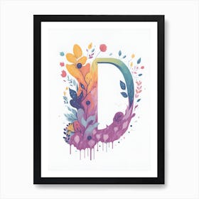 Colorful Letter D Illustration 43 Art Print