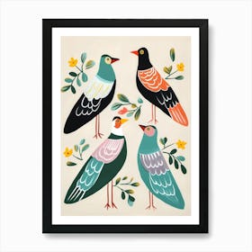 Folk Style Bird Painting Seagull 1 Art Print