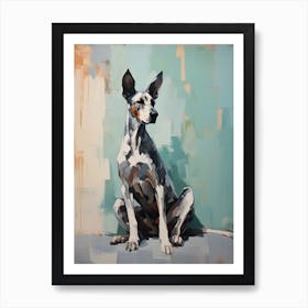 Great Dane Dog, Painting In Light Teal And Brown 1 Art Print