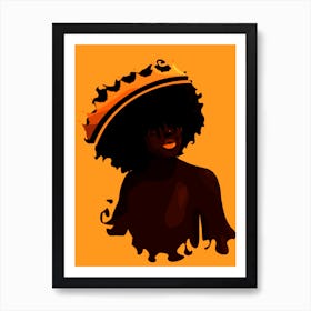 Afro Woman Art Prints Illustration Orange Art Print