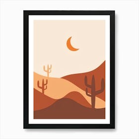 Desert Landscape With Cactus Art Print