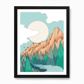 As The River Turns Round The Mountain Art Print