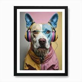 Dog With Headphones 5 Art Print