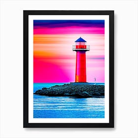 Lighthouse Waterscape Pop Art Photography 1 Art Print