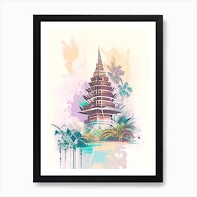 Bali Indonesia Watercolour Pastel Tropical Destination Art Print