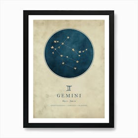 Astrology Constellation and Zodiac Sign of Gemini Art Print