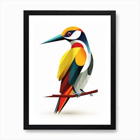 Colourful Geometric Bird Woodpecker 2 Art Print