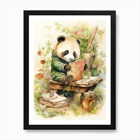 Panda Art Woodworking Watercolour 3 Art Print