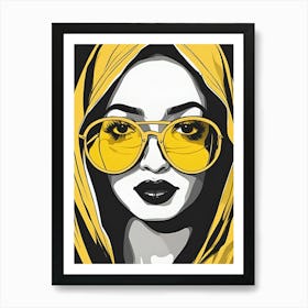 Islamic Woman With Sunglasses , pop art Art Print