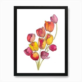 Watercolor Tulips Art Print