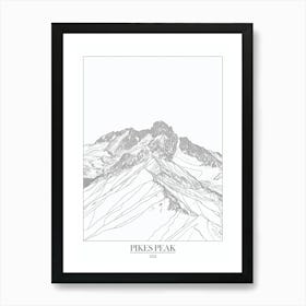 Pikes Peak Usa Line Drawing 7 Poster Art Print