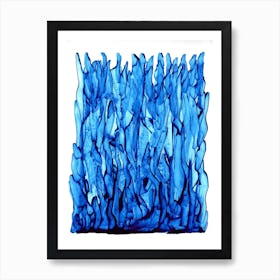 Blue Flames. Modern painting Art Print