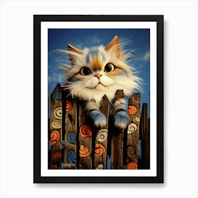 Cat On A Fence Art Print