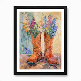 Cowboy Boots And Wildflowers Larkspur Poster