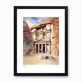 Petra, Jordan 1 Watercolour Travel Poster Art Print