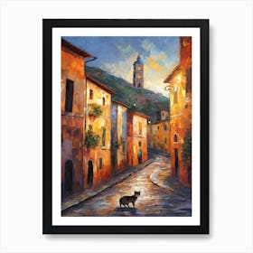 Painting Of A Street In Rome With A Cat 3 Impressionism Art Print