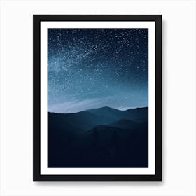 Night Sky Over Mountains Art Print