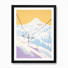 La Plagne   France, Ski Resort Pastel Colours Illustration 1 Art Print