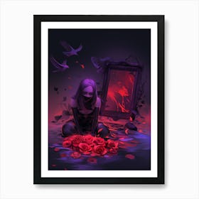 Rose painted mirrors Art Print