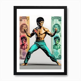 Kung Fu Action Bruce Vintage Retro Art Print Art Print