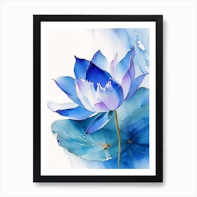 Blue Lotus Watercolour 1 Art Print