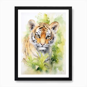 Tiger Illustration Drawing Watercolour 2 Art Print