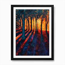 Sunset In The Woods 2 Art Print