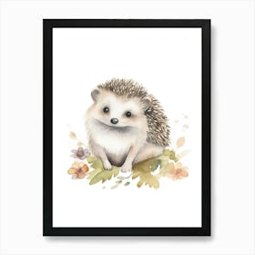 Baby Hedehog Watercolour Nursery 3 Art Print