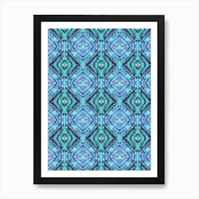Shibori Boho Nomadic Mirrored Blue Art Print