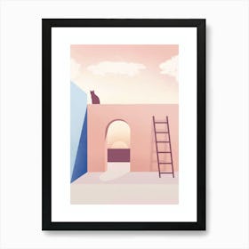 Cat On A Ladder Art Print