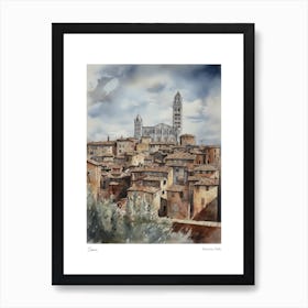 Siena, Tuscany, Italy 5 Watercolour Travel Poster Art Print