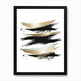 Gold And Black Brush Strokes 43 Art Print