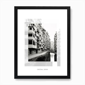 Poster Of Girona, Spain, Black And White Old Photo 2 Art Print
