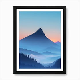 Misty Mountains Vertical Composition In Blue Tone 116 Art Print