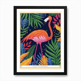 Greater Flamingo Celestun Yucatan Mexico Tropical Illustration 10 Poster Art Print