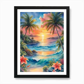 Sunset At The Beach 20 Art Print