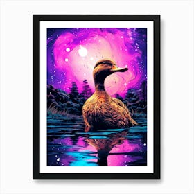 Duck In The Water Art Print