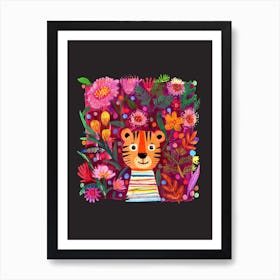 Be Wild And Be Free Tiger Black Art Print