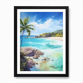 A Painting Of Anse Lazio, Praslin Seychelles 5 Art Print