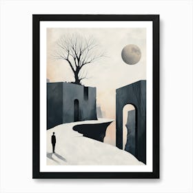 Tree In The Snow, Minimalism 1 Art Print