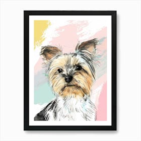 Yorkshire Terrier Dog Pastel Line Watercolour Illustration  5 Art Print