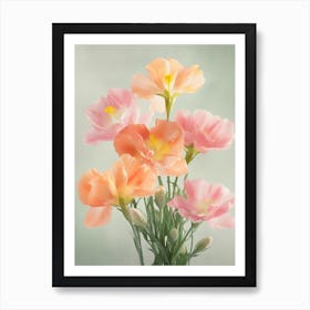 Freesia Flowers Acrylic Painting In Pastel Colours 2 Art Print
