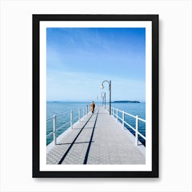 Person Walking On Sunlit Pier 17077792 Art Print