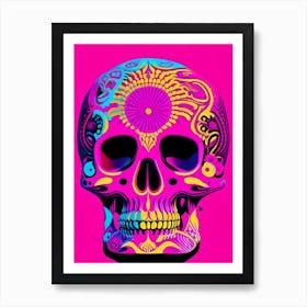 Skull With Psychedelic Patterns 3 Pink Pop Art Art Print