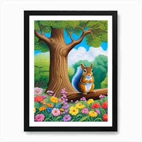 Squirrel In The Forest Art Print